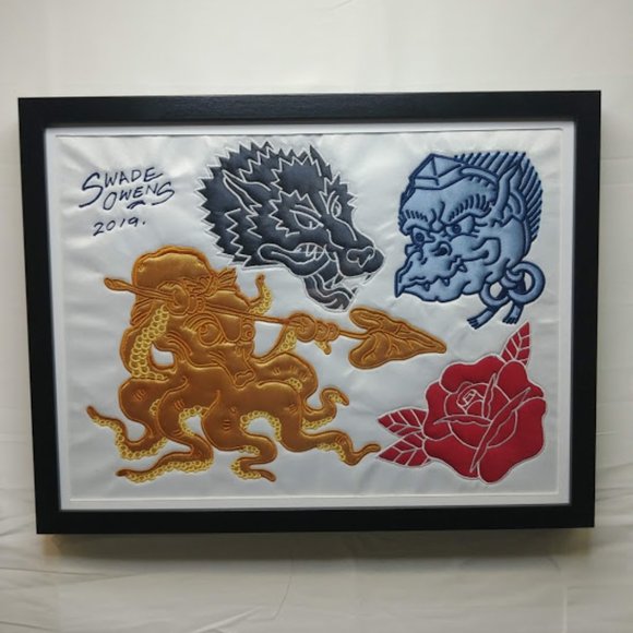Swade Owens Framed Original Hand Embroidered 2019 - Picture 1 of 7